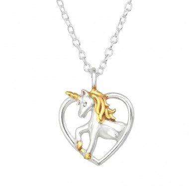 Unicorn Heart - 925 Sterling Silver Necklace without stones A4S46614