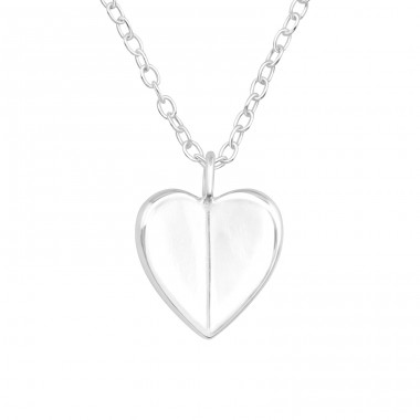 Folded Heart - 925 Sterling Silver Necklace without stones A4S46694