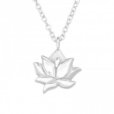 Lotus Flower shape Necklace - 925 Sterling Silver Necklace Without Stones A4S46707