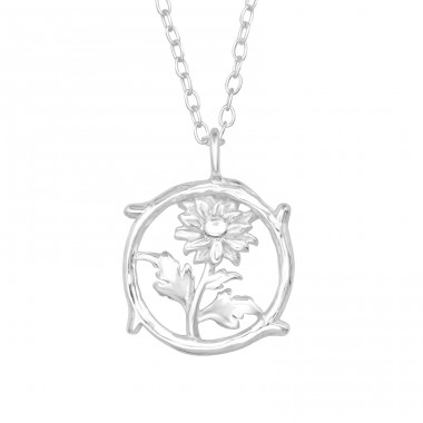 Flower Necklace - 925 Sterling Silver Necklace Without Stones A4S46709