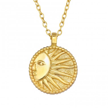 Golden Sun Necklace - 925 Sterling Silver Necklace Without Stones A4S46713