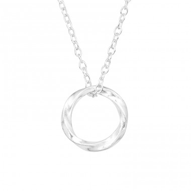 Twisted Circle - 925 Sterling Silver Necklace without stones A4S46719