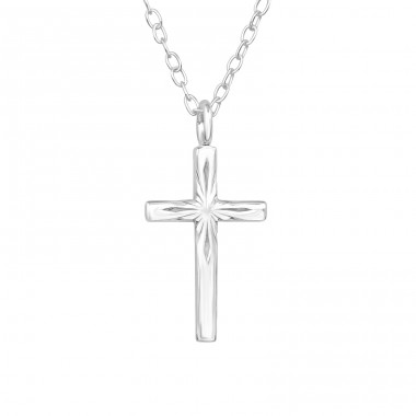 Cross carved  - 925 Sterling Silver Necklace Without Stones A4S46723