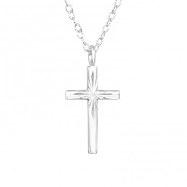 Cross carved  - 925 Sterling Silver Necklace Without Stones A4S46723