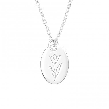 Tulip medallion - 925 Sterling Silver Necklace Without Stones A4S47033