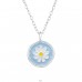 Flower in a blue circle - 925 Sterling Silver Necklace Without Stones A4S47637
