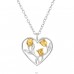 Goldene Tulpen in einem Herz - 925Er Silber Halskette Ohne Steine A4S49189