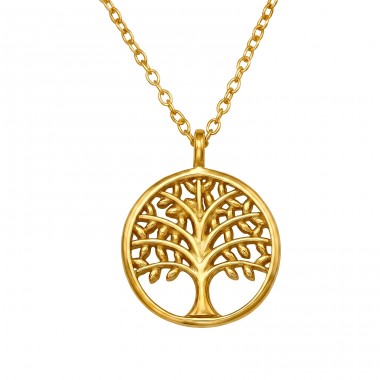 Arborele Vieții 14mm placat cu aur - Argint 925 Coliere Argint Fără Pietre A4S50697