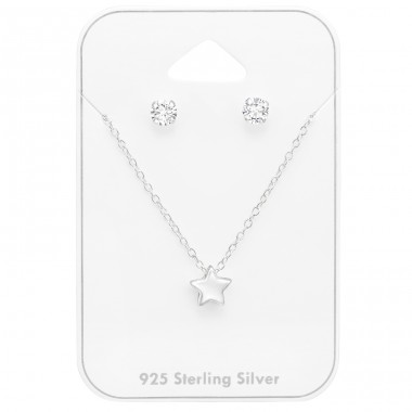 Star set - 925 Sterling Silver Sets Necklace With Earrings A4S45136