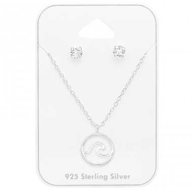 Wave Set - 925 Sterling Silver Sets Necklace With Earrings A4S45140