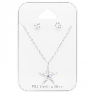 Starfish jewellery set - 925 Sterling Silver Sets Necklace With Earrings A4S45152