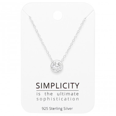 6 mm runder Zirkon auf Karte - Schmuck Silber 925 Schmucksets A4S45501