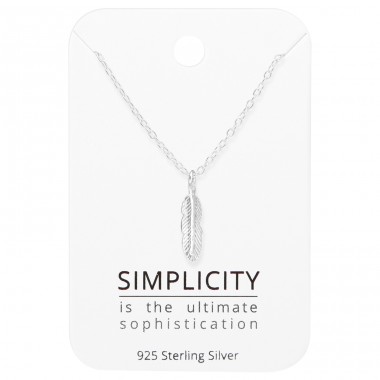 Feather on card - 925 Sterling Silver Sets Necklace With Earrings A4S45504