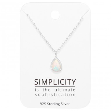 Pear Opal on card "Simplicity" - 925 Sterling Silver Sets Necklace With Earrings A4S45505