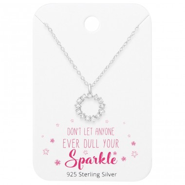 Circle necklace with zirconias - 925 Sterling Silver Sets Necklace With Earrings A4S45509
