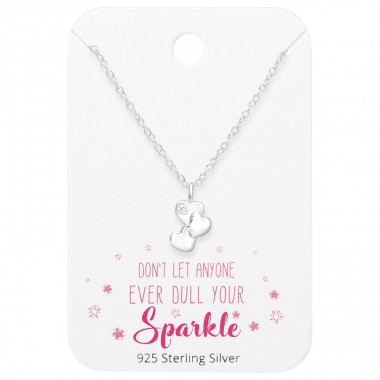 Triple Heart on card - 925 Sterling Silver Sets Necklace With Earrings A4S45510