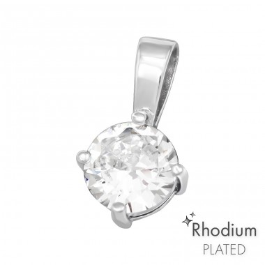 6mm Okrúhly so zirkónom - Šperkové Striebro 925 Prívesky So Zirkónom A4S43058
