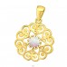 Golden Flower with Opal - 925 Sterling Silver Pendants With Zirconia Stones A4S44362
