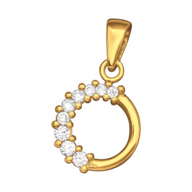 Half zirconia circle - 925 Sterling Silver Pendants With Zirconia Stones A4S44370
