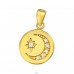 Golden Moon & Star - 925 Sterling Silver Pendants With Zirconia Stones A4S44380