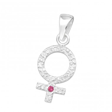 Female Gender Sign - 925 Sterling Silver Pendants with Zirconia stones A4S44474