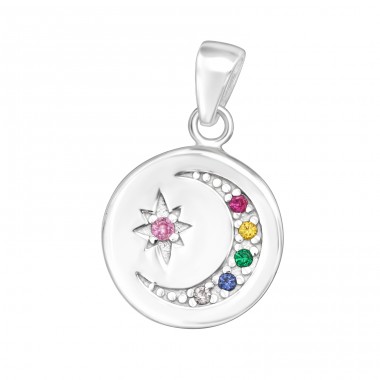 Luna Și Steaua cu Zirconiu Multicolor - Argint 925 Pandantive Cu Zirconiu A4S44495