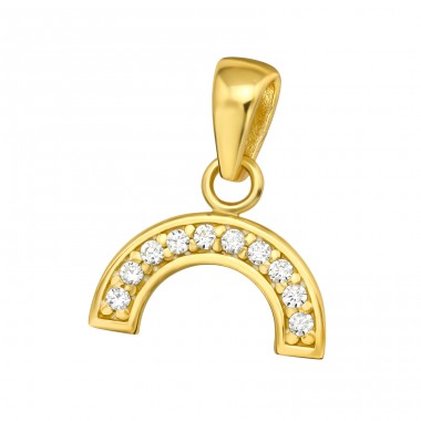 Golden semicircle - 925 Sterling Silver Pendants With Zirconia Stones A4S44513