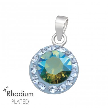 Big crystal rhodium plated - 925 Sterling Silver Pendants With Zirconia Stones A4S45764