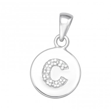 Letter C with Zirconia stones - 925 Sterling Silver Pendants With Zirconia Stones A4S46500
