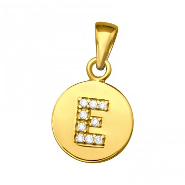 Letter E with Zirconia - 925 Sterling Silver Pendants With Zirconia Stones A4S46505