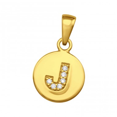 Pandantiv litera "J" cu pietre placat cu aur - Argint 925 Pandantive Cu Zirconiu A4S46515