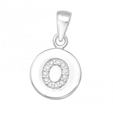 Letter O with Zirconia - 925 Sterling Silver Pendants With Zirconia Stones A4S46524