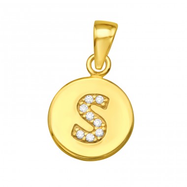 Letter S with Zirconia - 925 Sterling Silver Pendants With Zirconia Stones A4S46533