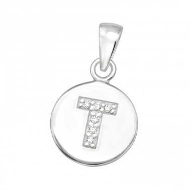 Pandantiv litera "T" cu pietre - Argint 925 Pandantive Cu Zirconiu A4S46534