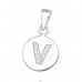 Letter V with Zirconia - 925 Sterling Silver Pendants With Zirconia Stones A4S46538