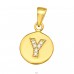 Pandantiv litera "Y" cu pietre placat cu aur - Argint 925 Pandantive Cu Zirconiu A4S46545