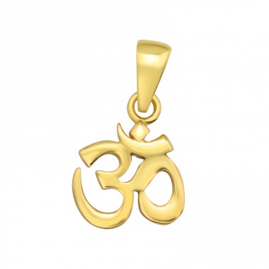 Golden Om sign - 925 Sterling Silver Basic Pendants A4S42129