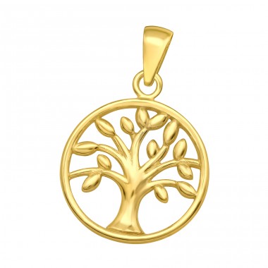 Tree Of Life Medal gold plated - 925 Sterling Silver Pendants Without Stones A4S44446