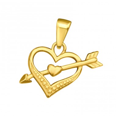 Golden Heart And Arrow - 925 Sterling Silver Pendants Without Stones A4S44456