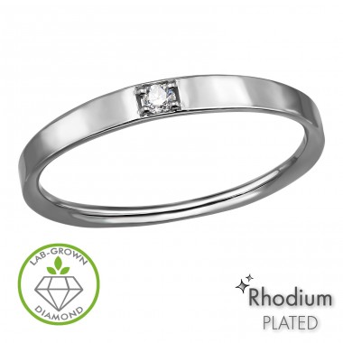 Rotund lat cu diamant - Argint 925 Inele Cu Diamante Create În Laborator A4S51341