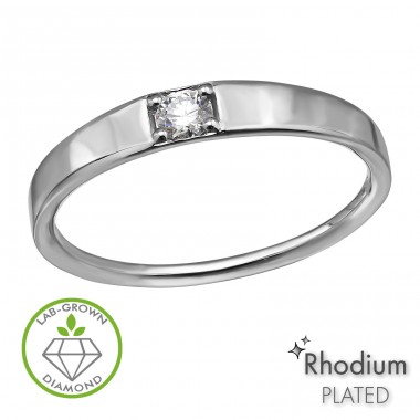 Rotund lat cu diamant - Argint 925 Inele Cu Diamante Create În Laborator A4S51343