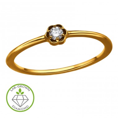 Rose und Diamant, Vergoldet - 925Er Silber Ringe Mit Im Labor Gezüchteten Diamanten A4S51344