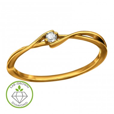 Twisted with Diamond, Gold Plated - 925 Sterling Silver Rings With Lab-Grown Diamonds A4S51346
