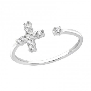 Open Cross - 925 Sterling Silver Rings with stones A4S30353