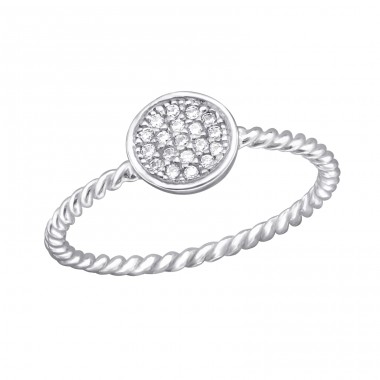 Twisted Band Koleso - Striebro 925 prstene s kameňmi A4S30544