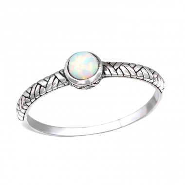 Oxidat + Opal "Fire Snow"  - Argint 925 Inele Cu Zirconiu A4S30672