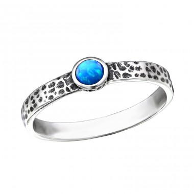 Faceted "Pacific Blue" Opal - 925 Sterling Silver Rings With Zirconia Stones A4S30855