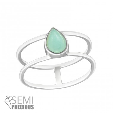 Slza "Amazonite" - Šperkové Striebro 925 Prstene S PolodrahokamamiA4S33008