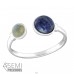 Double Round "Labradorite & Sodalite" - Šperkové Striebro 925 Prstene S Polodrahokamami A4S33906