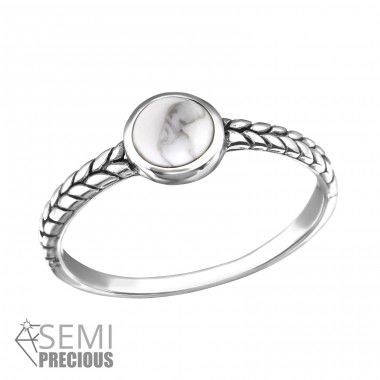 Oxidované "Howlite" - Šperkovní Stříbro 925 Prsteny S Polodrahokamy A4S34653